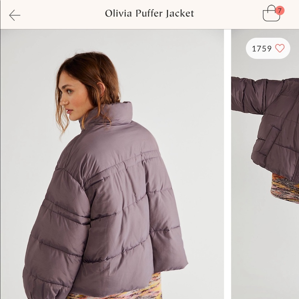 Free people Olivia Puffer jacket in frosted figs - only worn 3x
